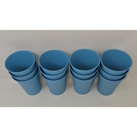 Vintage Plastic Bell Tumbler Lot of 12 Light Blue 8 oz Kiddie Cups Stackable - Picture 3 of 14